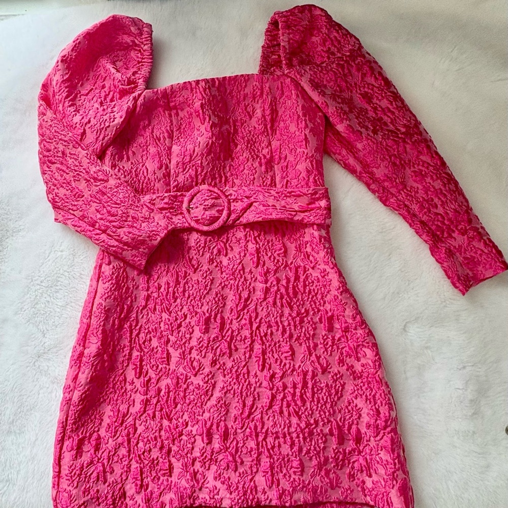 & Other Stories Vibrant Pink Lace Dress